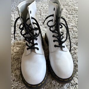 Dr. Martens White Lace-Up Boots with Black Laces